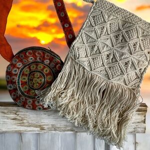 Set of two vintage Bohemian style shoulder bags purses